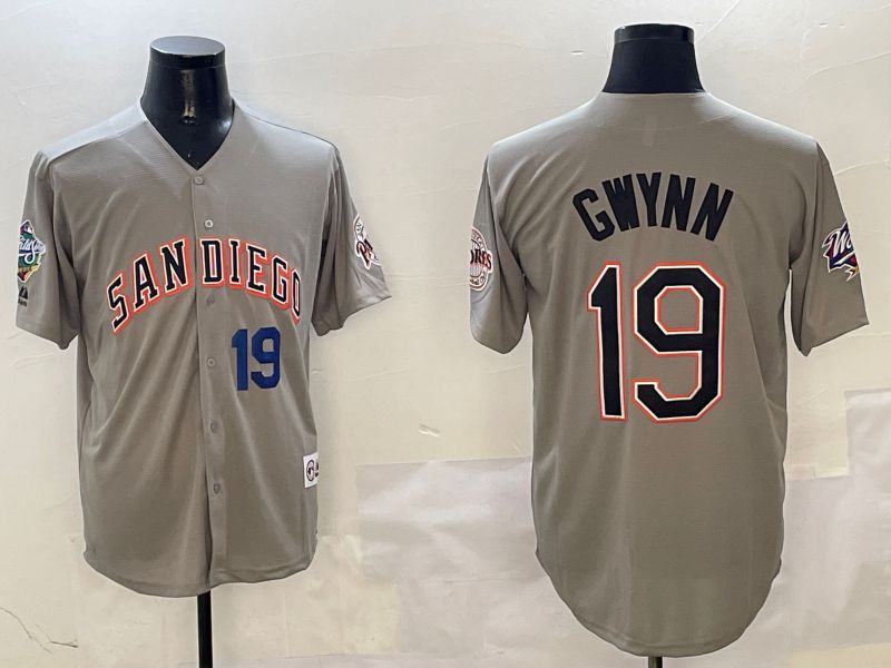 Men San Diego Padres #19 Gwynn Grey Throwback Game 2025 Nike MLB Jersey style 3124->san diego padres->MLB Jersey